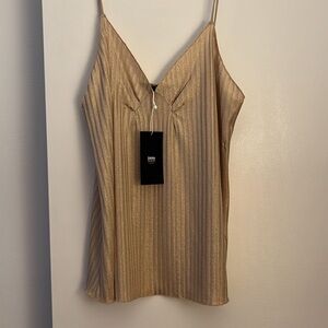 ZARA Ribbed Sleeveless Gold Top | Size XL